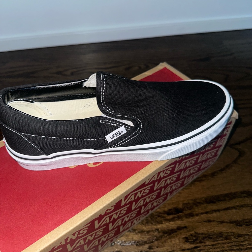 Vans Black and White Slip-On Shoes